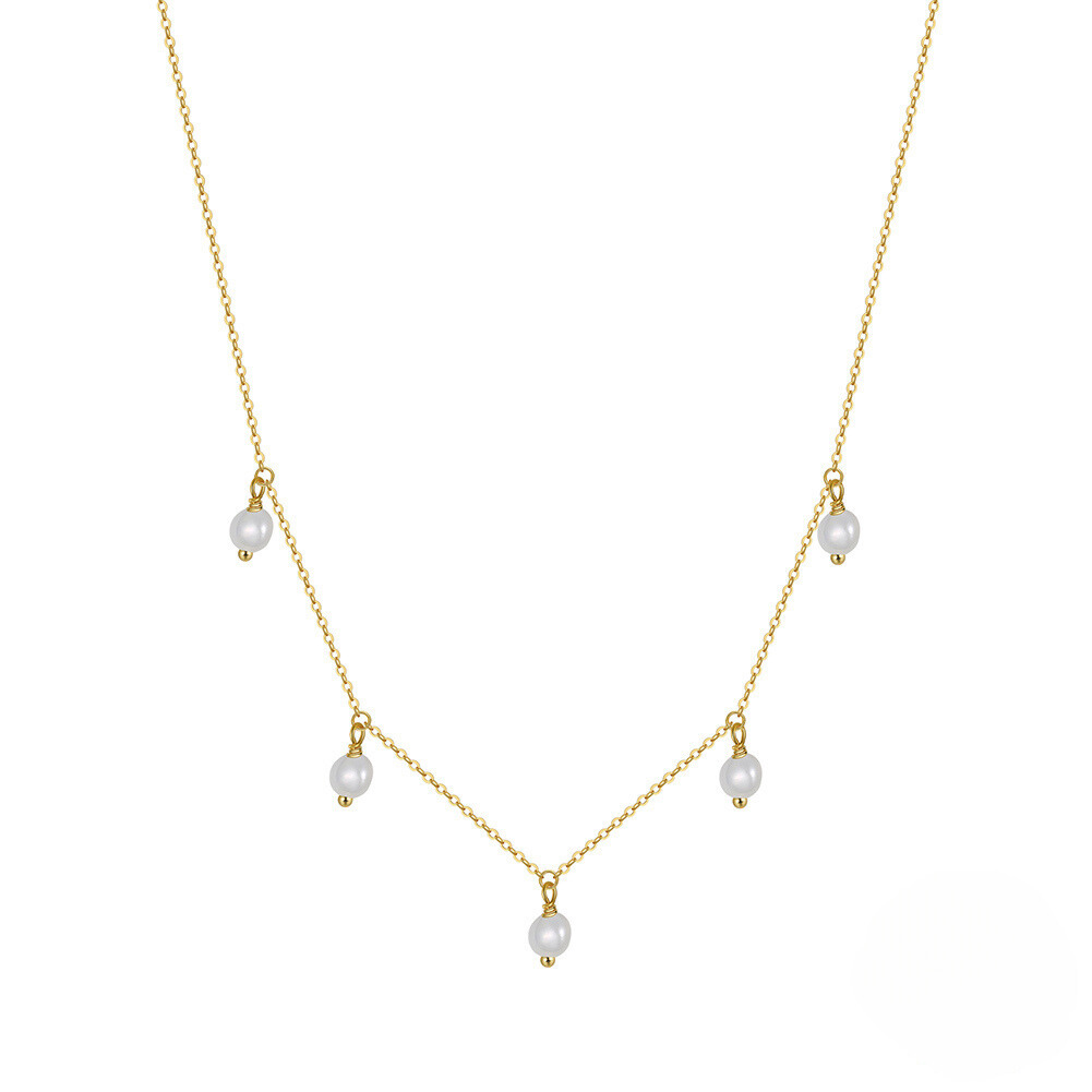 Thalia 14K gold pearl drops necklace