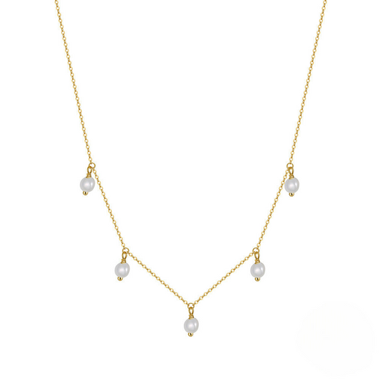 Thalia 14K gold pearl drops necklace